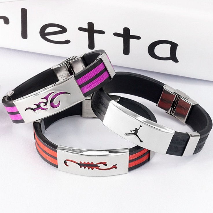 Basketball Bracelet flame titanium steel silicone lovers Bracelet men's Korean Fashion Sports Wristband student gift lettering