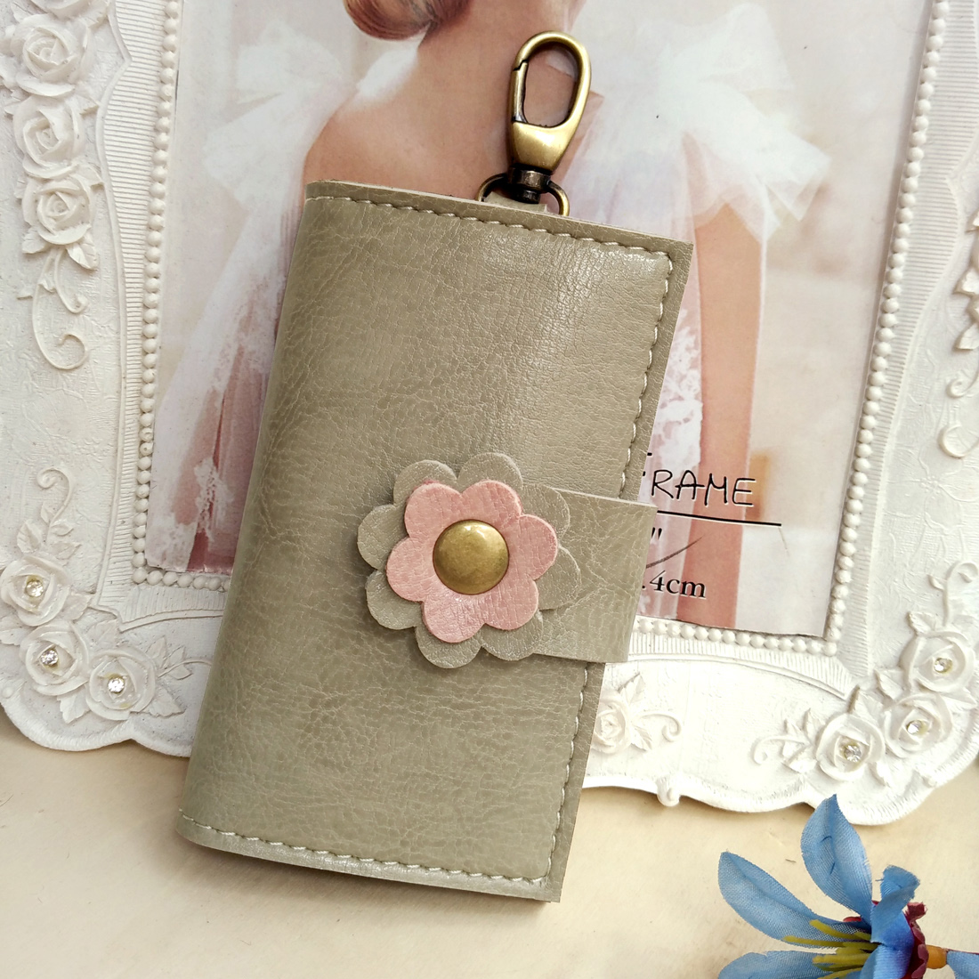 Women's Sweet Elegant Car/Electric Vehicle Key Case With Coin Pocket And Card Slot, Integrated Multifunctional Keychain_voghion.com